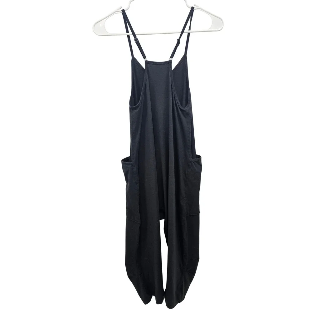 Fornia Los Angeles Kids Black Harem Jumpsuit Adjustable Straps Size M 10 Pockets
